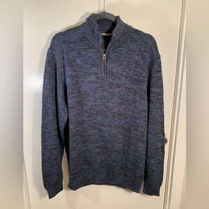 Lenor Romano GUC blue quarter zip pima cotton/alpaca blend sweater Size large